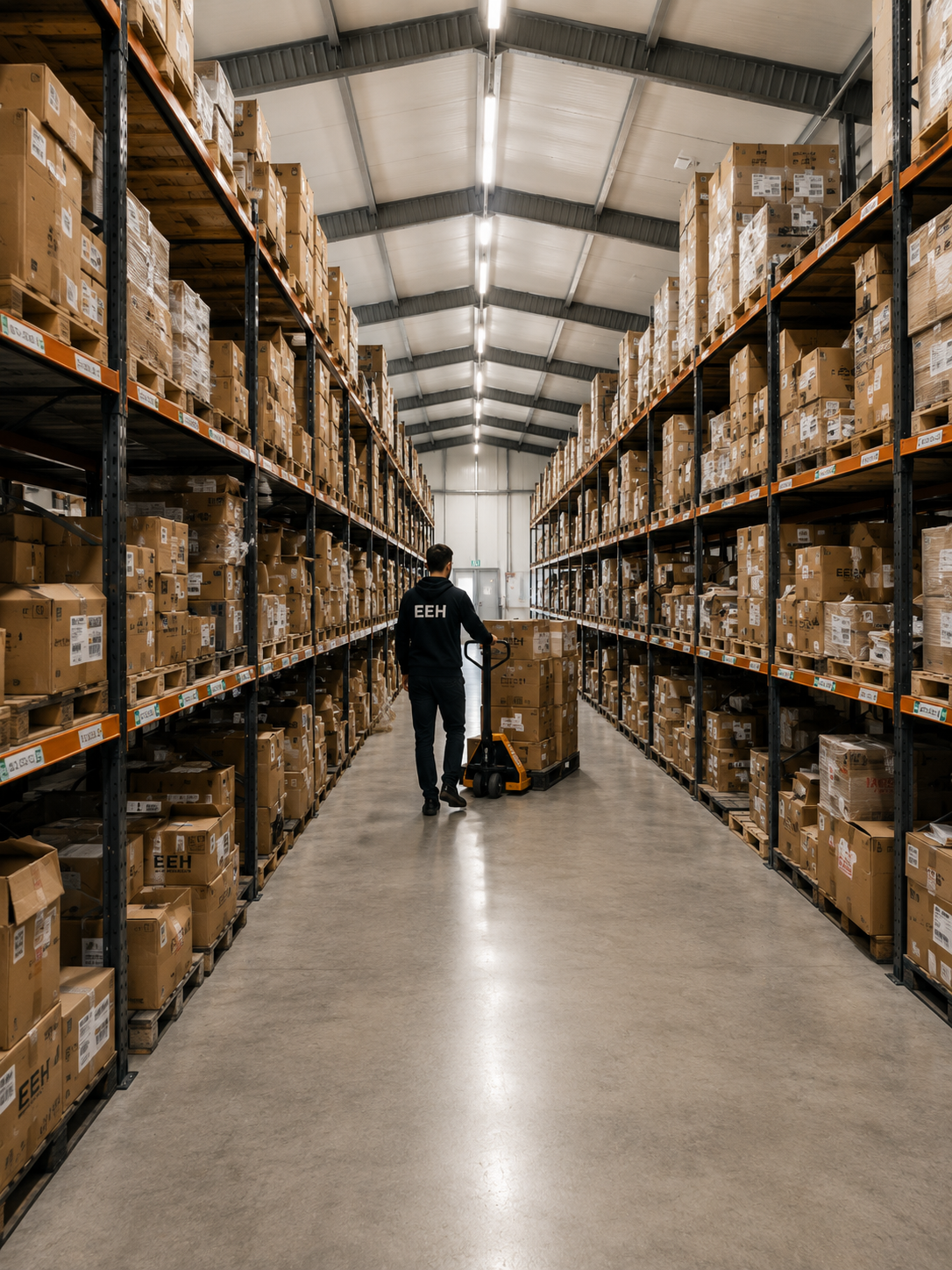 EEH warehouse worker with pallet jack